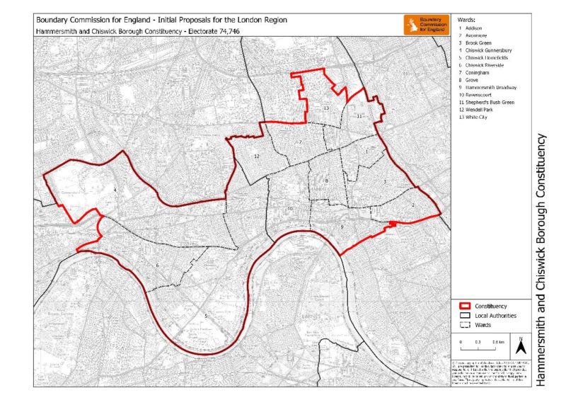 Proposed boundaries for the Hammersmith & Chiswick constituency